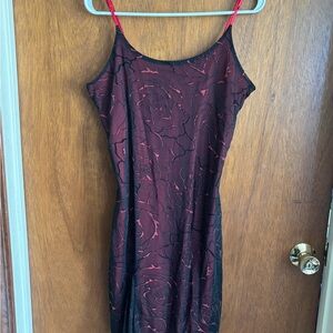 Elegant Black and Red Floral Maxi Dress